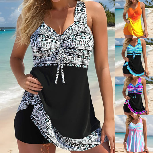 🏖️【S-5XL】【Bluzka + Spodnie】Nowy model 2025 wysokiej jakości damski strój kąpielowy w kwiatowy wzór-3910531