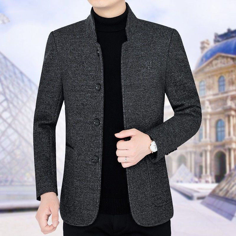 ⛄️🤗【M--4XL】🔥 Nové sako s klopou, pánský vlněný svetr z tlustého sametu, podzimní a zimní