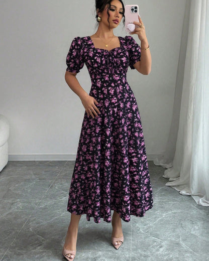👗Poslední den akce -50%! 【S-2XL】Elegantní letní šaty s květinovým potiskem, vzdušné a pohodlné, snadno se stylizují, zeštíhlují postavu.