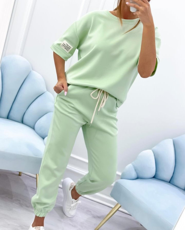 ⏳ Oferta ograniczona czasowo! ⏰Damski zestaw casualowy z jednolitym topem i spodniami-4242280