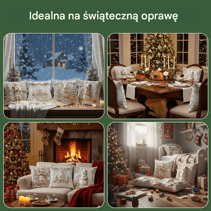 🎄Poszewka na poduszkę z motywem świątecznym 【Zestaw 4 elementów】-4157059