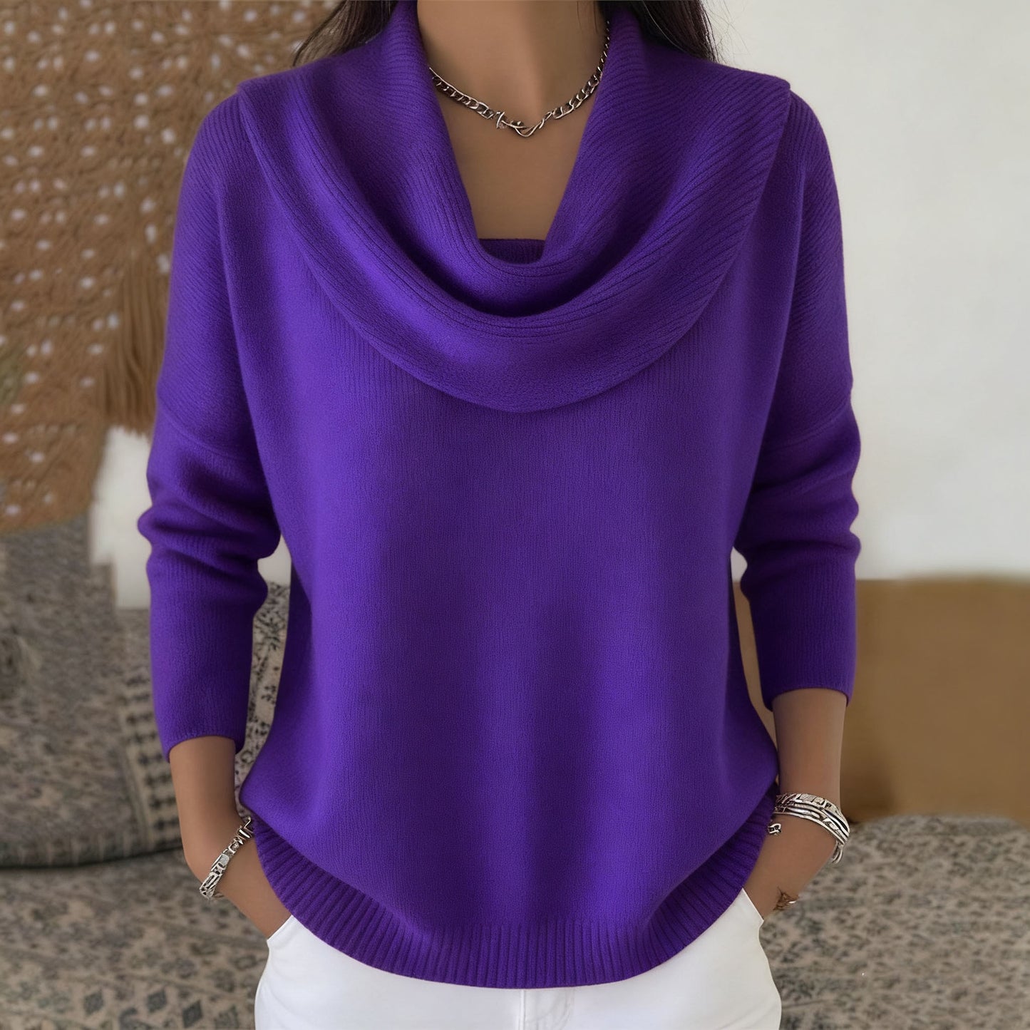 🔥【Tallas S-3XL】Suéter de manga larga, color liso, estilo casual y elegante, ¡novedad! 4162858