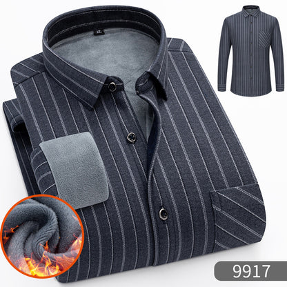 🔥【Poloviční cena】1 kus: 690 Kč 👔【L-5XL】Teplá společenská košile s dlouhým rukávem