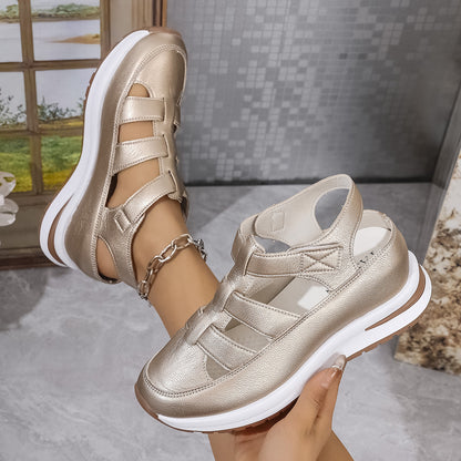 🔥【Oferta specjalna】【Kup 1, otrzymaj 1 gratis】 🌸【35-43】Modne damskie sandały na 2025 rok, wykonane z prawdziwej skóry, z wygodnym ażurowym obcasem-4035768