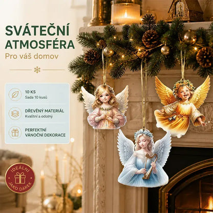 🎁👼【10 ks】Roztomilé vánoční andělské ozdoby – lze zavěsit na vánoční stromeček nebo do auta, novinka roku 2026