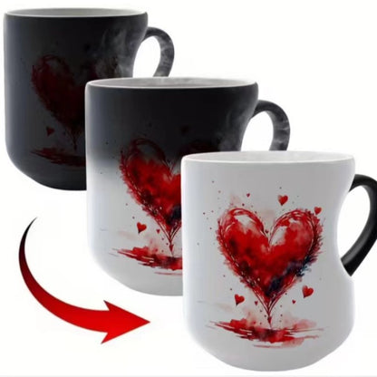 📢📢50% sleva!!! ⏰ Keramický hrnek ve tvaru srdce, který mění barvu, k Valentýnu💝✨-4229995