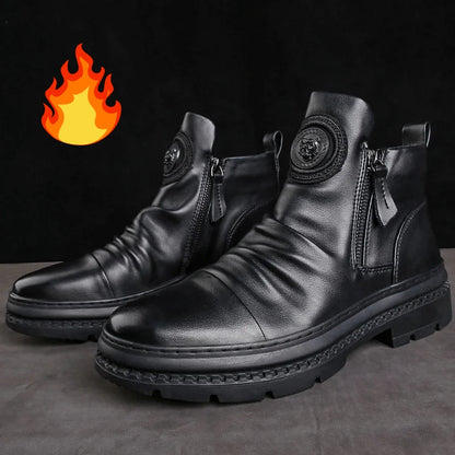 👞【39-44】Nowe jesienne i zimowe botki męskie skórzane, wysokiej jakości skóra