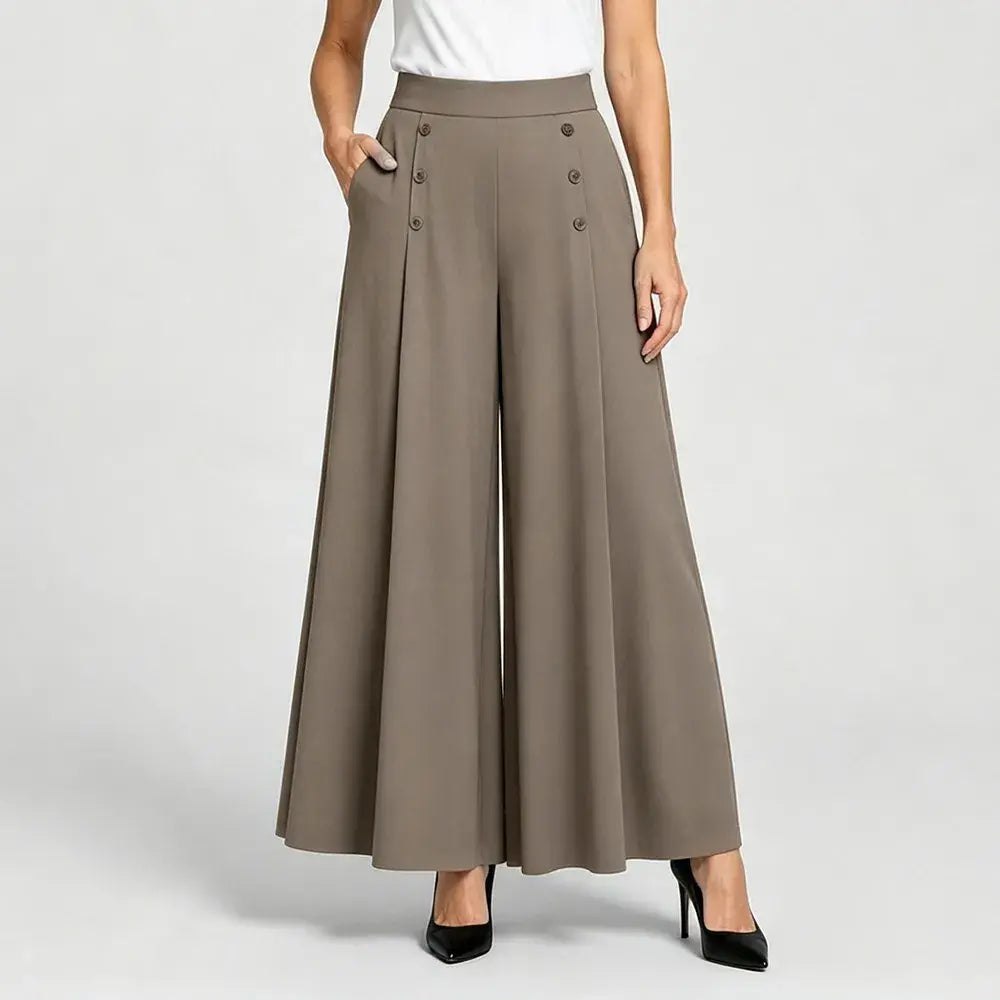 【M-5XL】Dámské elegantní skládané kalhoty s vysokým pasem a širokými nohavicemi