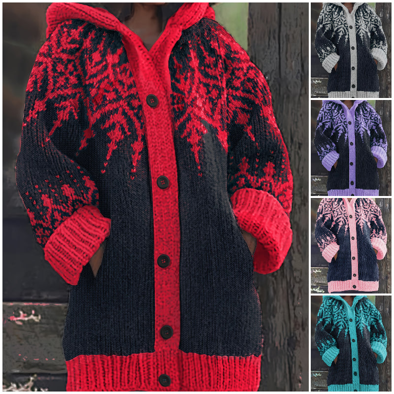 【S~5XL】❄Elegantna retro jakna s kapuco v barvi snežinke 4159902