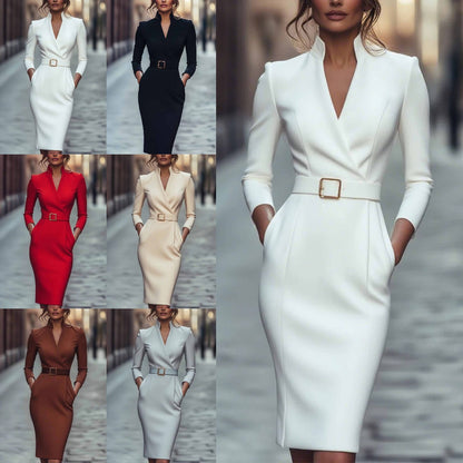 🔥【Kup 1, otrzymaj 1 gratis】【S-3XL】2025 Nowa elegancka sukienka z długim rękawem-4165008
