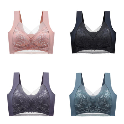🥰【1 komplet 4 sztuki】👙【40-110 KG】Damski wygodny, bezszwowy koronkowy biustonosz