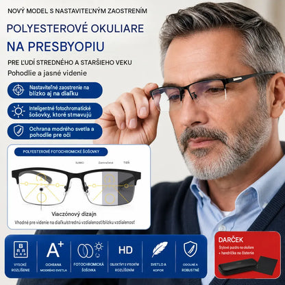 👓Nové polorámové brýle na presbyopii vhodné pro středně staré a starší lidi, s funkcemi zvětšení, multifokální, citlivé na světlo, mění barvu a blokují modré světlo