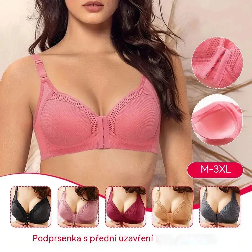 💕【3dílná sada】Prodyšná podprsenka bez kostic s předním zapínáním, zpevňující a proti povolení