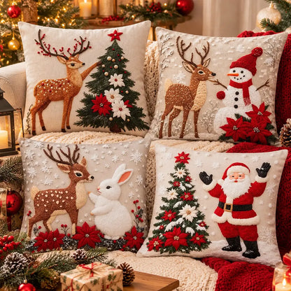 🎄【4 darabos készlet】Karácsonyi díszpárnák – teremtsen meghitt hangulatot otthonában