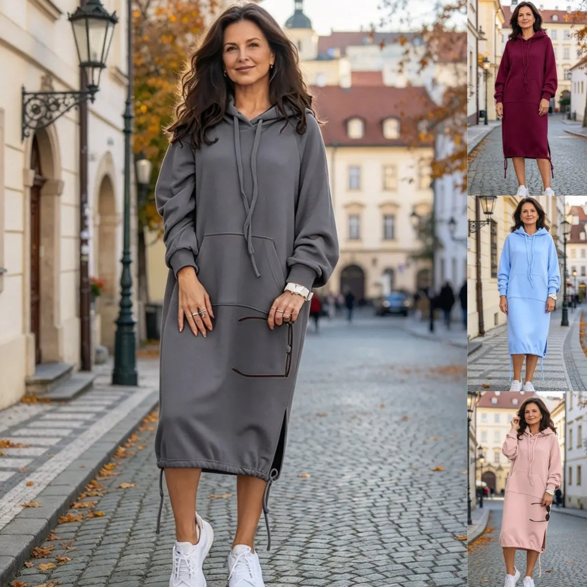 🔥 Zimní akce 🔥【S–5XL】Nové dámské podzimní a zimní volné ležérní šaty s kapucí