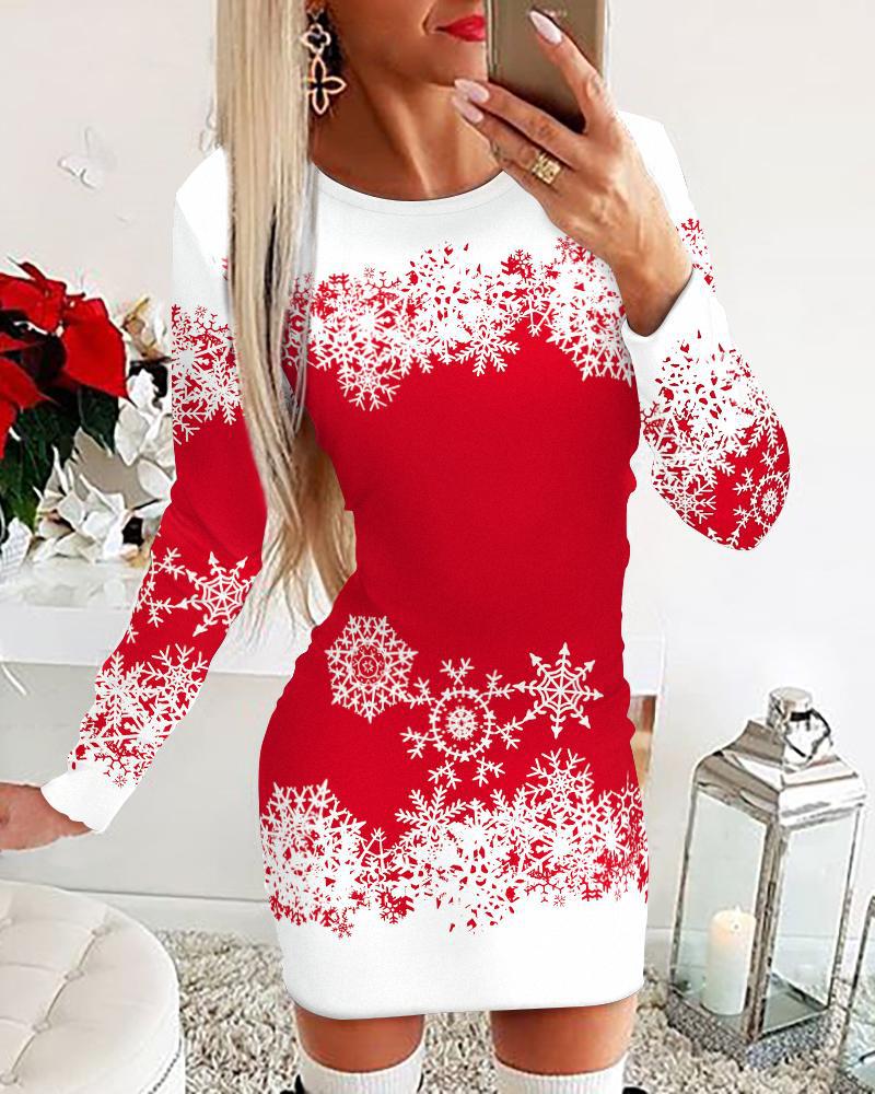 👗👗👗🎅🎅🎅【S-5XL】Jesen i zima 2025. Božićne haljine dugih rukava s printom-4165050