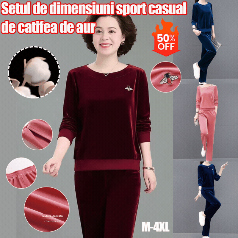 【M-4XL】Jesienny aksamitny zestaw sportowy (top + spodnie)