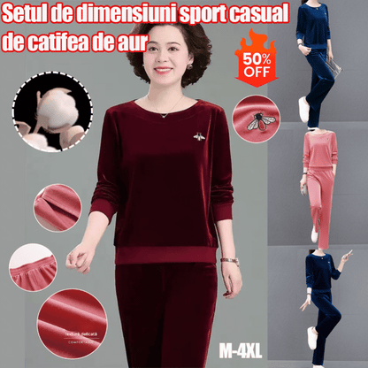 【M-4XL】Jesienny aksamitny zestaw sportowy (top + spodnie)
