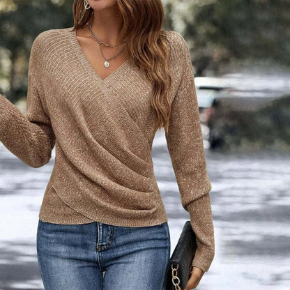 🔥Elegancki damski sweter dzianinowy na co dzień, ciepły sweter z długim rękawem na wiosnę i jesień-4190713