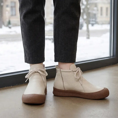 ✨【35-40-es méretek】Női meleg, valódi bőr bokacsizma - fűzős kivitel, több színben elérhető🥰