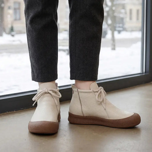 ✨【35-40-es méretek】Női meleg, valódi bőr bokacsizma - fűzős kivitel, több színben elérhető🥰