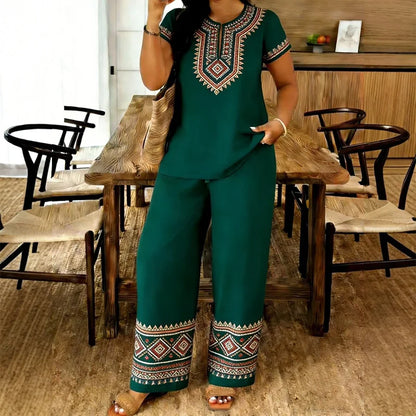 🥼 Compleu de Vară Premium: Bluză cu Decolteu în V și Pantaloni Lejeri – Material Fluid, Efect de Alungire, 6 Culori, S-2XL! ✨☀️