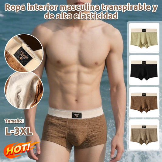 🩲Ropa interior de tela de rizo de color sólido transpirable para hombre. 4197238