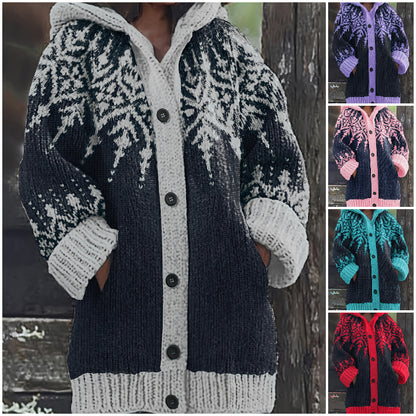 【S~5XL】❄Elegantna retro jakna s kapuco v barvi snežinke 4159902