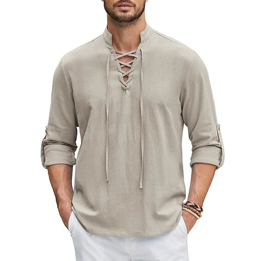 🌹【S-4XL】Pánská košile z bavlny a lnu – volný střih, prodyšná