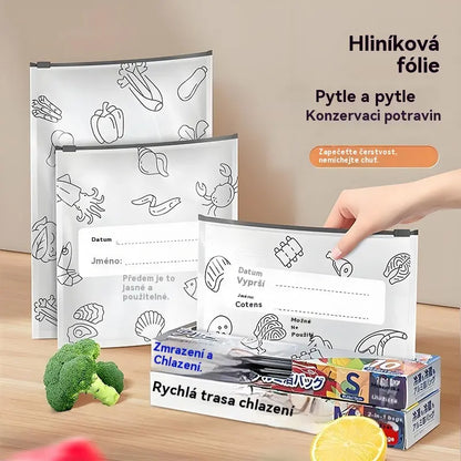 ⏳ Poslední den 50% sleva💖【30kusů】Sáček z hliníkové fólie potravinářské kvality se zipem pro zachování čerstvosti, vhodný do domácí lednice