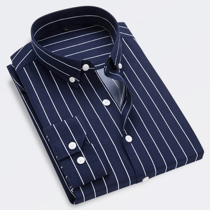 Camisa de negocios a rayas de manga larga para hombre 【M-5XL】 4168800