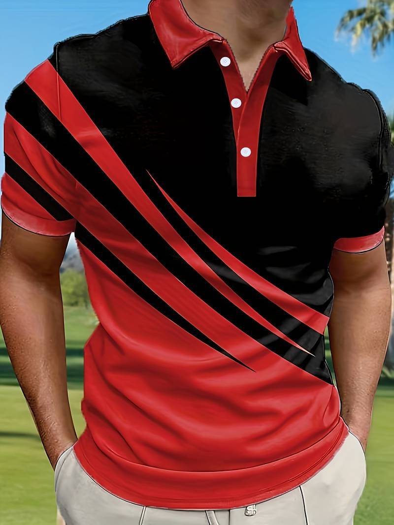 🔥【Gorąca wyprzedaż w sklepie】👔【S-6XL】Nowy męski letni T-shirt POLO w paski z nadrukiem 3D-3957247