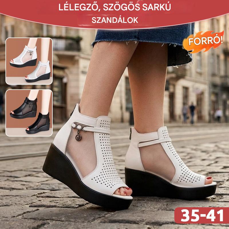 Sandale cu Toc Înclinat și Plasă Respirabilă – Confort Maxim și un Plus de Înălțime