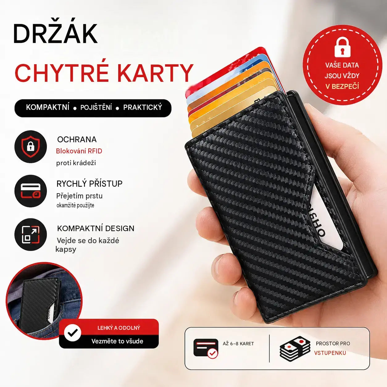 🔒 Vyskakovací chytrá peněženka s funkcí RFID – rychlý přístup, vyzařující luxusní styl.