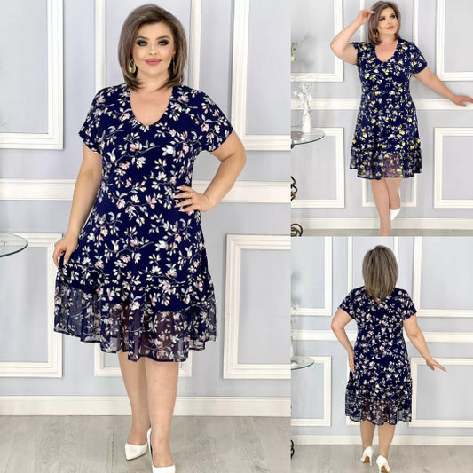💟【S-5XL】👗Nowa modna i elegancka sukienka w kwiatowy print-3974513