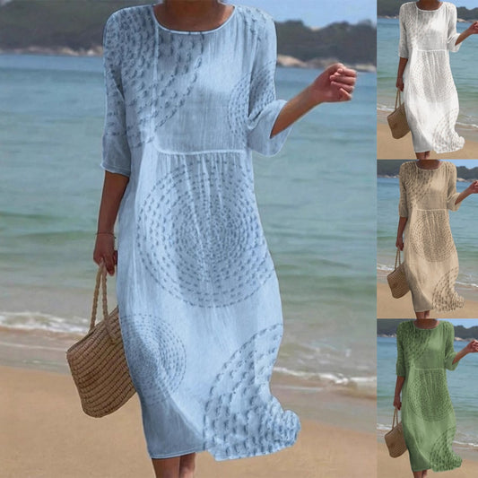 👗 50% kedvezmény utolsó nap! 【XS-4XL】Elegáns nyári hétköznapi ruha – légáteresztő kényelmes, sokoldalú vékonyító.