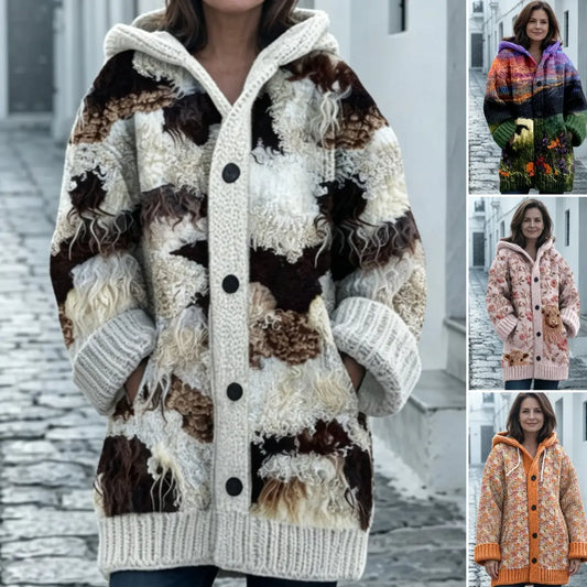 ✨✨ Poslední den – sleva 50 %【S–6XL】✨ Elegantní dámská zimní zateplená bunda s kapucí a potiskem