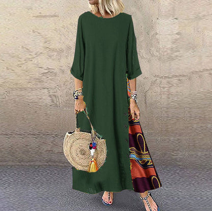 🌾【Oferta specjalna】💕[M-5XL] Nowa letnia sukienka lniana w stylu retro - miękka i wygodna w dotyku-3974424