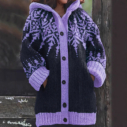 【S~5XL】❄Elegantna retro jakna s kapuco v barvi snežinke 4159902