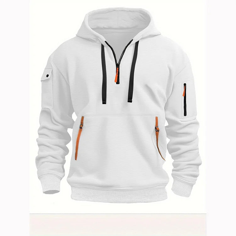 【S-5XL】Męska sportowa bluza z kapturem zapinana na zamek i wiele kieszeni-3777456