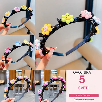 🌺👑【5dílná sada】Dětská květinová ozdobná čelenka