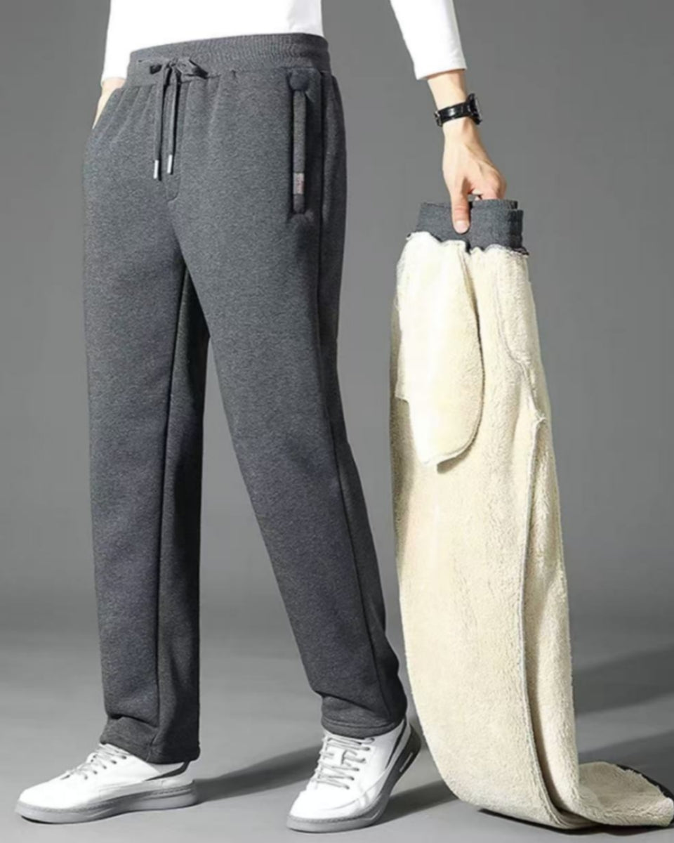 👖【M-5XL】2024 moda zimowa męska zagęszczone ciepłe sportowe spodnie na co dzień z wełny jagnięcej-3822081