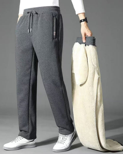 👖【M-5XL】2024 moda zimowa męska zagęszczone ciepłe sportowe spodnie na co dzień z wełny jagnięcej-3822081