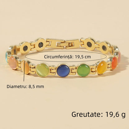 Elegancka bransoletka magnetyczna ze złotym kamieniem Cat Eye