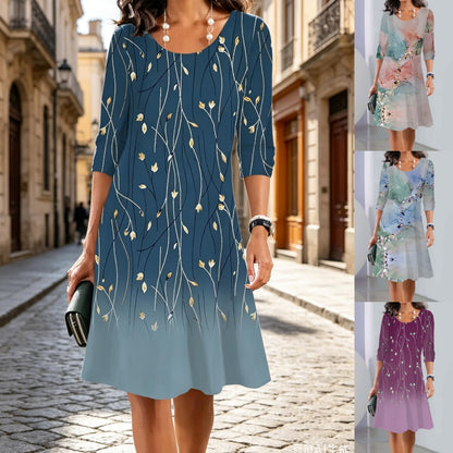 ✨Letní speciální nabídka【S–3XL】Dámské letní módní šaty s potiskem – elegantní střih zvýrazňující postavu.