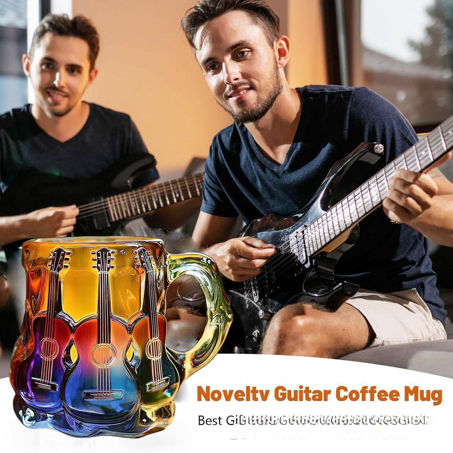 🎸【Kup jeden, a drugi dostaniesz gratis】Kubek do kawy z malowaną gitarą 3D-4057441