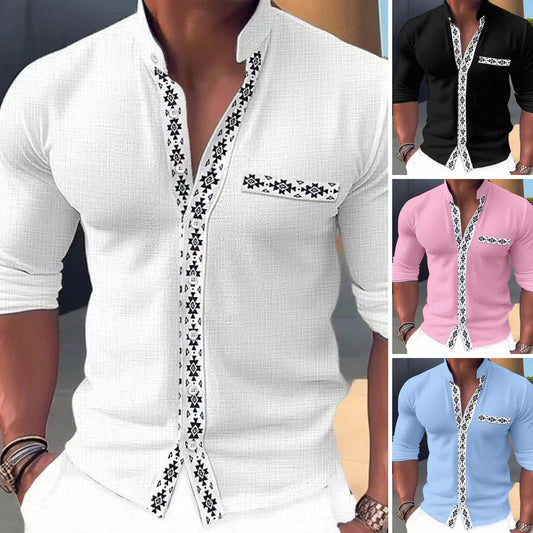 【S-3XL】🔥2025 Nowa wiosna lato modny nadruk koszule z kołnierzykiem dla mężczyzn