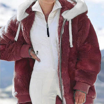 ❄️🛡️【S-5XL】Dámská silná plyšová bunda s kontrastními pruhy – model 2026