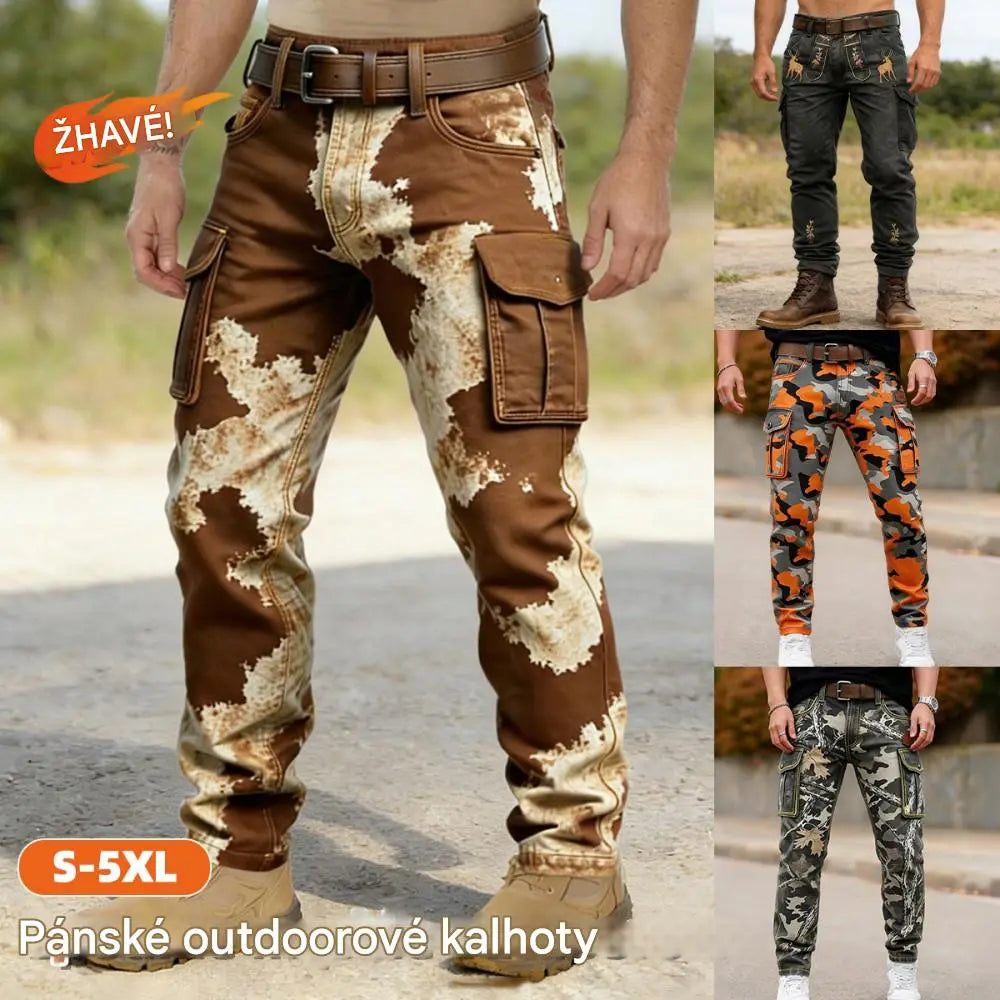 ⏳ Poslední den – sleva 50 % ✨【S–5XL】 Pánské kvalitní outdoorové kalhoty s potiskem, odolné proti opotřebení, s více kapsami, přiléhavý a univerzální střih ✨