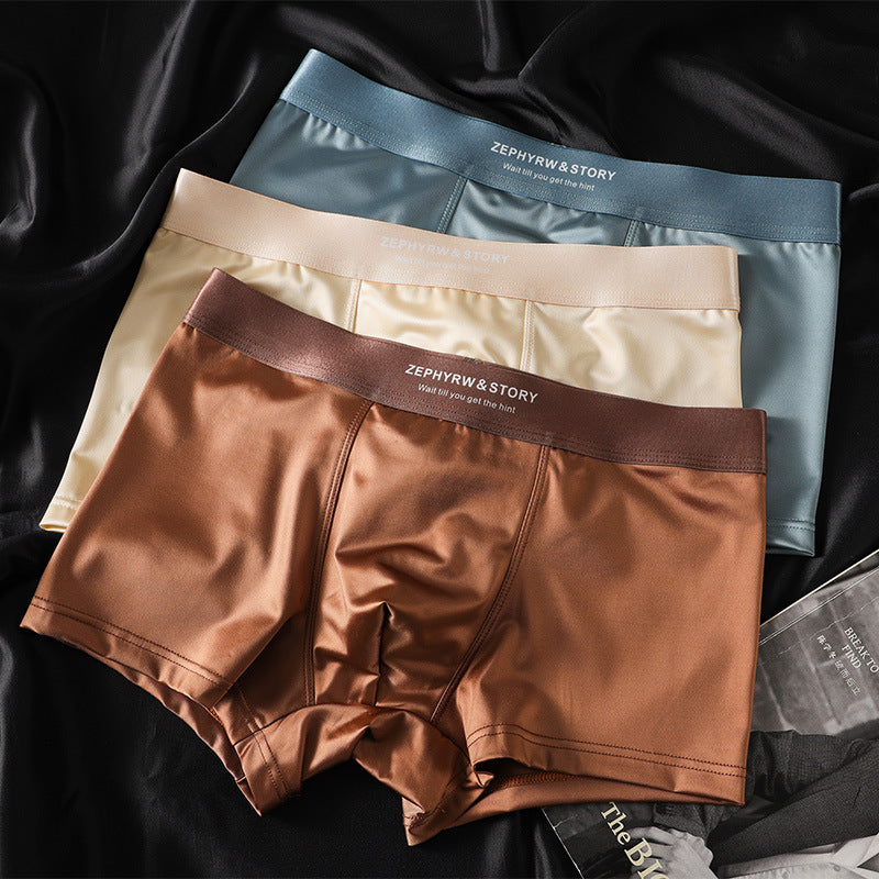 🔥【Kupte jeden a dostanete dva zdarma】Nové pánské spodní prádlo, vyrobené z látky ledového hedvábí, boxerky, saténový materiál, pánské spodní prádlo.-4153158